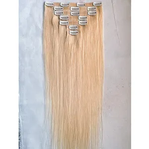 Natural Blonde Silky Straight Long Remy Human Hair 20" Clip In Hair Extensions