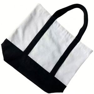 Bolsa de Lona con Diseño de Empalmes a la Moda, Bolsa de Compras de Lona Ecológica y Duradera, Bolsa de Mano de Lona de Algodón Reciclado con Logotipo Impreso Personalizado - Product Image 2