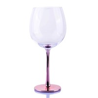 Verres à vin décoratifs transparents en or rose, gobelets à long pied, design de luxe, soufflés à la main, pour mariage, vente en gros