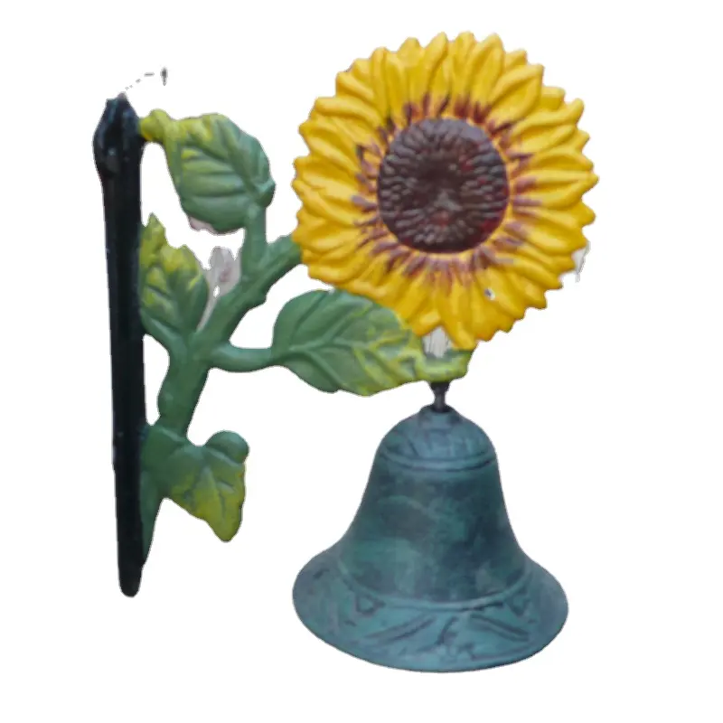 Retro design factory price wholesale classic style cast iron wall mounted sunflower shape doorbell for outdoor home decoration