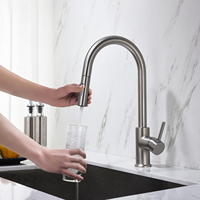 Robinet de cuisine moderne à poignée unique avec bec flexible et rallonge de robinet, certifié CUPC, à un trou, avec valve en céramique et filtre