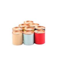 Small Round Cylindrical Paper Tea Pot Packaging Gift Box with Button Bottom Tear-Off End for Food Use