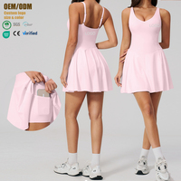 Rok Olahraga Yoga Tenis dengan Saku Samping, Cepat Kering, Bahan Nylon Spandex Bernapas untuk Lari, Fitness, Golf