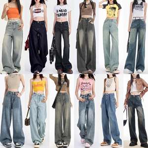 <span class=keywords><strong>Jeans</strong></span> <span class=keywords><strong>Cargo</strong></span> da <span class=keywords><strong>Donna</strong></span> all'Ingrosso, Traspiranti, a Vita Alta, Vestibilità Ampia, Stile Casual, Gamba Larga - Product Image 1