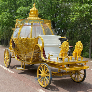 Golden Sculpture Electric Royal Pumpkin Horse Drawn Carriage Electric Luxury Tour Sightseeing Carriage for Wedding Carriage - Product Image 2