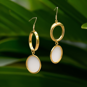 Fashion Dangle Earrings 316L Stainless Steel PVD Gold Plating Sustainable Resistant Round Drop Design - Product Image 3