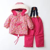 Nouveau coupe-vent hiver imprimé à capuche Ski costumes imperméable fermeture éclair fille garçons enfants Ski ensembles Polyester à manches longues enfants ensemble
