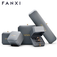 Boîte cadeau en cuir PU avec logo personnalisé FANXI, doublure en microfibre pour bague, pendentif, boucles d'oreilles, bracelet, emballage en gros
