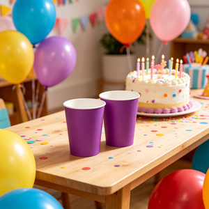 Vasos de Papel Morados para Fiestas, 270cc, Vajilla Elegante para Decoraciones de Cumpleaños - Product Image 5