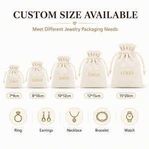 Pochette à bijoux en velours avec cordon de serrage, logo personnalisé, emballage cadeau de luxe pour collier, bague, bracelet, boucles d'oreilles - Product Image 2