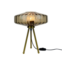 Lampes de table modernes pour la décoration de la maison, lampes de table noires de luxe, lampes de table à trépied de designers, lampe de chevet d'hôtel, lampe de table en verre fumé gris soufflé à la main