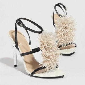 Sandalias de Tacón de Aguja Electrochapadas de Nuevo Estilo para Mujer, para Comercio Exterior - Con Detalles Florales Brillantes, Diseño Moderno - Product Image 4