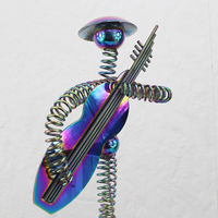 Sculpture de Musicien en Métal avec Base en Marbre, Figurine Abstraite de Violoniste, Décoration Moderne pour Table, Décoration d'Intérieur, Statue d'Hôtel