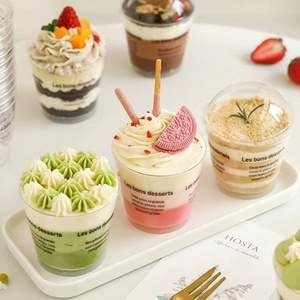 Klare Plastik-Dessert becher mit Plastik deckel und Löffeln, kleines klares Plastikbecher-Set, ideal für <span class=keywords><strong>Desserts</strong></span>, - Product Image 6