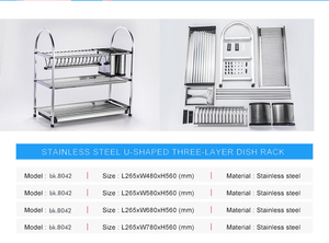 Topcent 304 Stainless Steel 2/3 <strong>Tier</strong> Dish <strong>Rack</strong> with Drain Board Kitchen <strong>Racks</strong> Drain Storage - Product Image 6