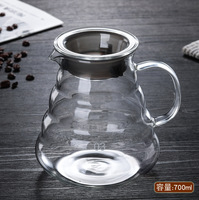 Ensemble de cafetière à filtre en verre borosilicate au design vintage avec filtre métallique transparent pour usage professionnel