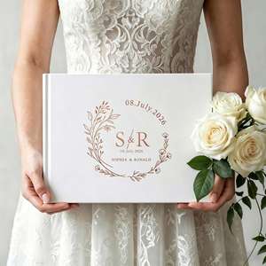 Livre d'or élégant - Livre de messages de mariage personnalisé, livre d'or à couverture rigide avec pages vierges pour les signatures - Product Image 2