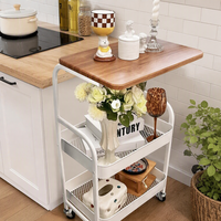 Table d'appoint à roulettes à 2 niveaux, structure métallique, table d'appoint mobile pour canapé, chariot de rangement multifonctionnel pour salon, chambre à coucher, petit espace