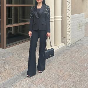 Abrigo Personalizado con Pedrería OOTD 2025, Chaqueta de Algodón Transpirable de Manga Larga con Cuello de Plumas y Botones para Mujer - Product Image 2