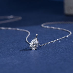 Collares de diamantes cultivados en laboratorio Messi Jewelry MSN-952 de 1 quilate, redondos, de oro blanco de 9 quilates, a la moda, en stock. - Product Image 2