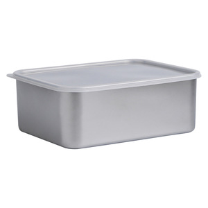 Food Storage Container Rectangle <b>Clip</b> On Lid Large Capacity For Camping Solid Color Stainless Steel - Product Image 3