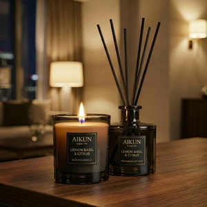 ชุดน้ำหอมปรับอากาศกลิ่นเลมอนโหระพา AIKUN พร้อมก้านไม้หอม กลิ่นซิตรัส สำหรับห้องนั่งเล่น ห้องนอน ของตกแต่งบ้าน บรรจุในกล่องของขวัญ - Product Image 1