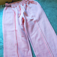 Survêtement Femme Rose Clair Surdimensionné Zip Hoodie Hoodies Large Jambe Couture Détail Joggers Survêtements Femmes Survêtements 2 Pièces Ensemble