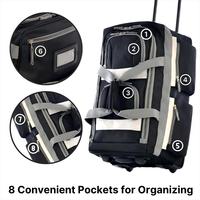 Sac de voyage à roulettes 22 pouces avec 8 poches pratiques, sac de voyage multifonctionnel, sac à bagages léger et durable avec roulettes