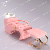 Nouveau design de fauteuil de lavage pour salon, unité de lavage inclinable, plusieurs couleurs tendance, avec lavabo et repose-pieds