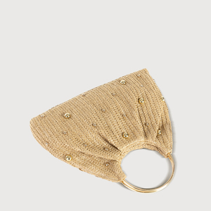 Bolsos tejidos de paja de moda de verano con remaches de diseño plisado precios bajos portátiles al por mayor - Product Image 2