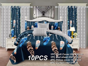 Ensemble de literie en polyester à imprimé de grandes fleurs vertes, 10 pièces, taille King - Product Image 6