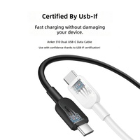 Kabel Anker 81E1 USB C ke USB C Asli, Pengisian Cepat PD, Kabel Tipe C ke Tipe C untuk MacBook Pro, Huawei, Samsung, iPad