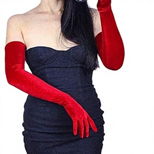 Gants longs en velours pour soirée, chauds, en polyester et coton, pour opéra, bal, mariage, banquet, accessoires de fête formelle pour femmes - Product Image 1