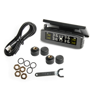 ระบบตรวจสอบแรงดันลมยาง TPMS สำหรับรถยนต์เซ็นเซอร์ LCD ไร้สายชาร์จด้วย USB ภายนอก4จอขนาดเล็กแบบเรียลไทม์ - Product Image 2