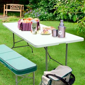 Modern 5-Foot White Rectangular <b>Plastic</b> Portable Folding <b>Table</b> <b>Outdoor</b> Banquet Dining Camping Furniture - Product Image 4