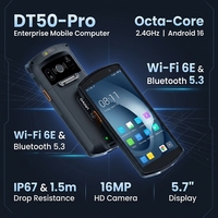 Smartphone PDA Robusto DT50 Pro con Android 16, Batería de 5000mAh, IP67, 6GB/128GB de Memoria, NFC y Escaneo, 5G, Nuevo/Usado