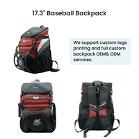 Sac à dos de baseball 3-en-1 de 17 pouces avec haut-parleur Bluetooth intégré
