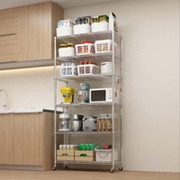 Étagères en fil métallique chromé à 6 niveaux, démontables, pour four à micro-ondes, chariot de rangement pour accessoires de cuisine, sortie d'usine