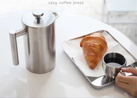 Juego de cafetera francesa de acero inoxidable premium, con logotipo personalizado, regalo ejecutivo empresarial, venta al por mayor