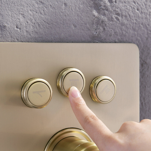 Accessoires de mitigeur de douche encastré en laiton, système de douche rond dissimulé 3 voies, finition or rose brossé - Product Image 3