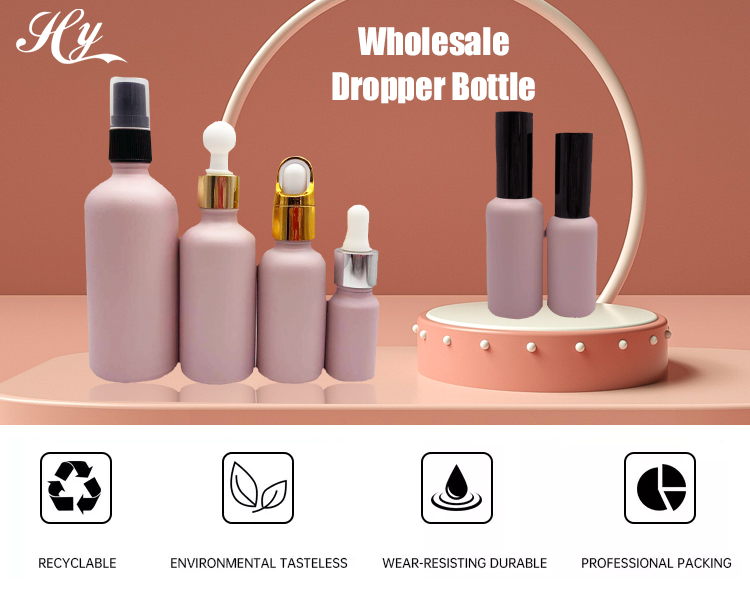 Pink Glass Cosmetic Serum Dropper Bottle 1oz 2oz 4oz Tincture Bottles