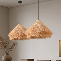 Restaurant de luxe décor à la maison tissé à la main bambou osier pendentif luminaire rotin naturel lampes suspendues lustre