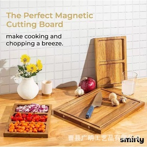 Bamboo Cheese Cutting Board Triple Section Multifunction Kitchen Chopping <b>Block</b> Rectangle Large Size - Product Image 4