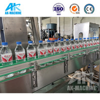 Machine de remplissage et de bouchage d'eau potable entièrement automatique de 200 ml, contrôlée par PLC, haute précision, système de production de bouteilles en plastique PET