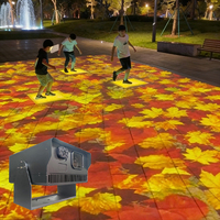 Lumières de projection interactives sur le thème des feuilles d'automne, conçues pour attirer les foules, lieux de divertissement en plein air, plaza immersive