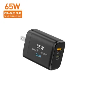 Fonte de alimentação 60W Carregador GaN de parede 65W 65W 65Watt 65W PD USB-C 60W Certificação CE UKCA SAA BIS KC PSE CCC 3.25A FCC