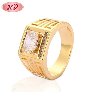 Anillo de oro sólido para hombre, sortija de diamante, 14K, amarillo