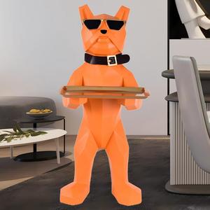 Große Geometrische Kampfhund-Statue aus Kunstharz, Kunsthandwerk und Dekoration mit Bodenaufbewahrung für Wohnzimmer, Möbel, Hotel, Einweihungsgeschenk - Product Image 2