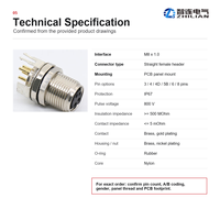 Conector Hembra para Montaje en Panel PCB M8, 3-8 Pines, IP67