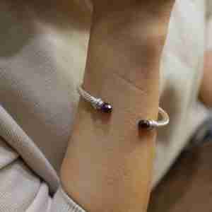 925 Sterling <b>Silver</b> Garnet Stone Twisted Romantic <b>Mens</b> <b>Bracelet</b> Handmade Turkish Jewelry NUSRET - Product Image 4